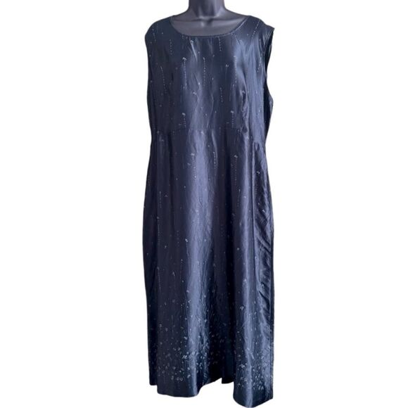 ENFOCUS STUDIO Dark Green W/Floral Accents Maxi Dress Size 22 - Picture 1 of 15